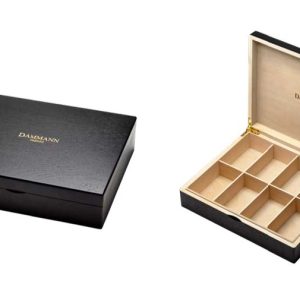Cofre negro para 8 sabores de madera lacada